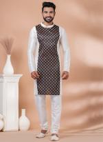 Banarasi Dhupion Silk White Festival Wear Weaving Kurta Pajama